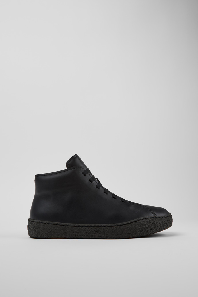 Side view of Peu Terreno Black Leather Desert Boot for Men