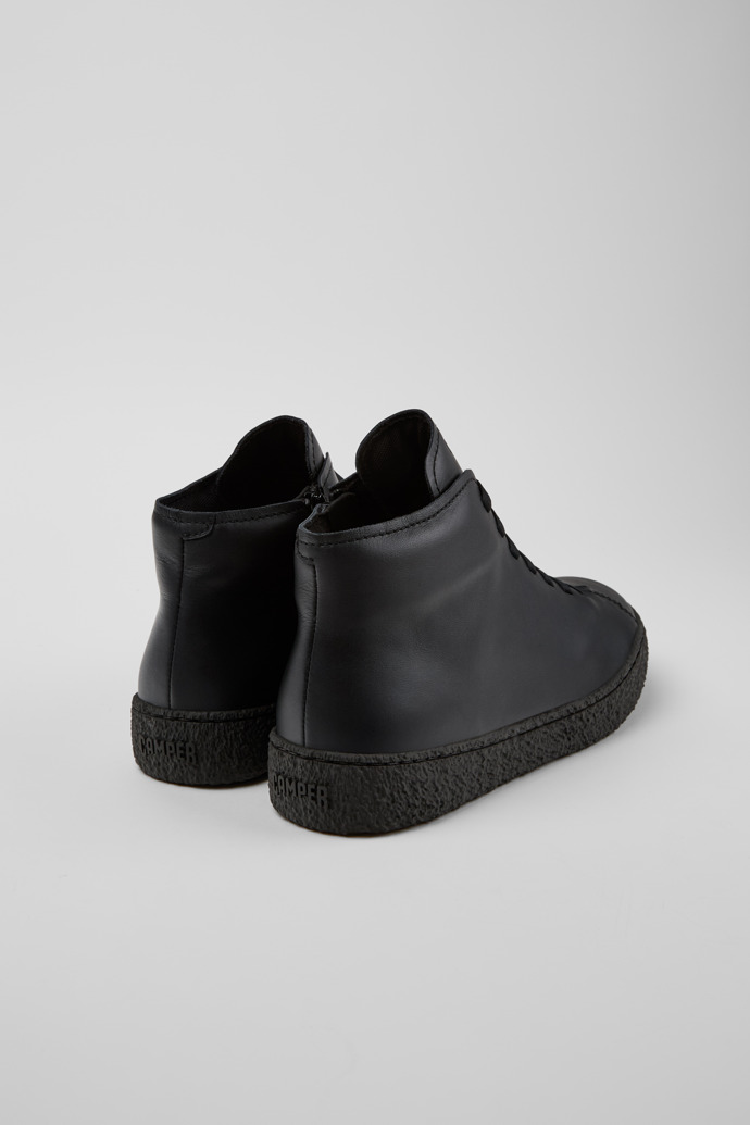 Back view of Peu Terreno Black Leather Desert Boot for Men