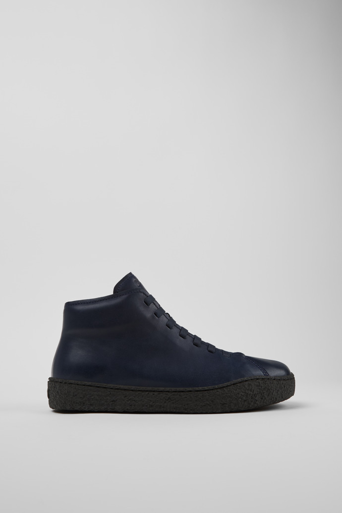 Image of Side view of Peu Terreno Blue Leather Desert Boot for Men