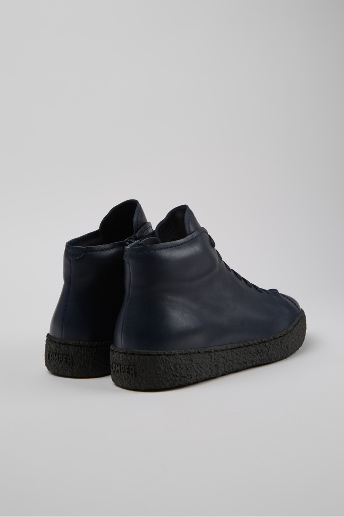 Back view of Peu Terreno Blue Leather Desert Boot for Men