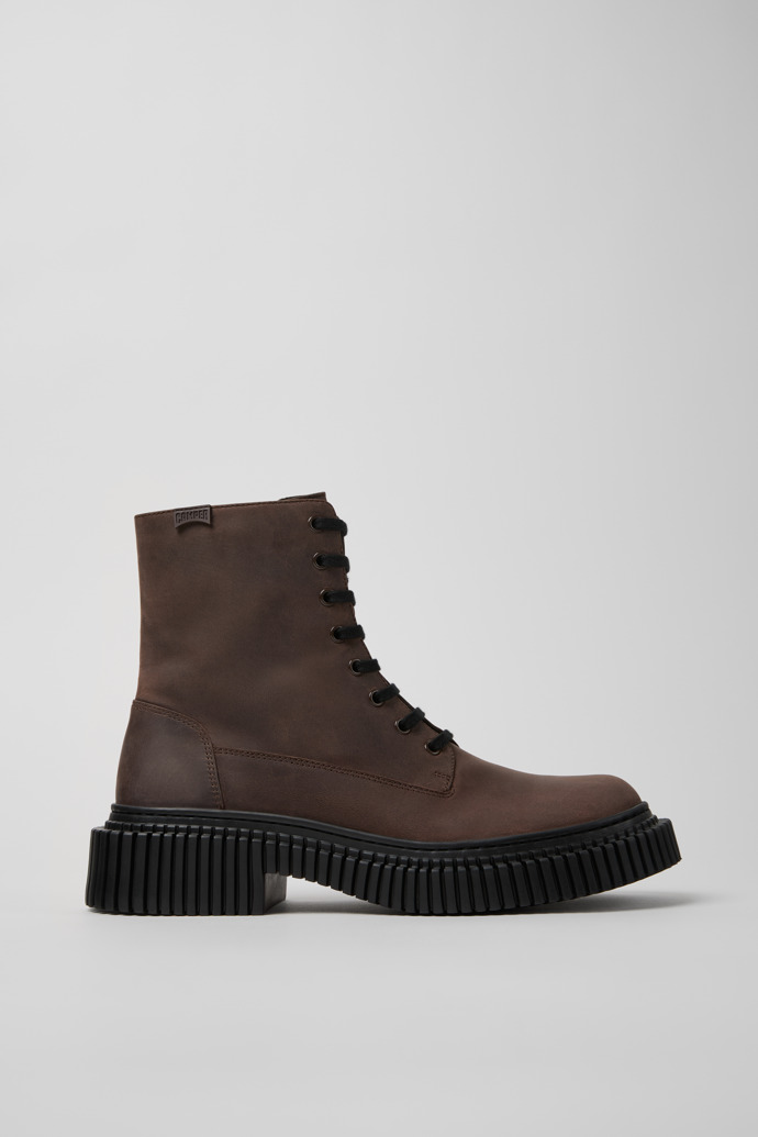 Pix Berlin Botas de media caña marrones de nobuk para hombre.