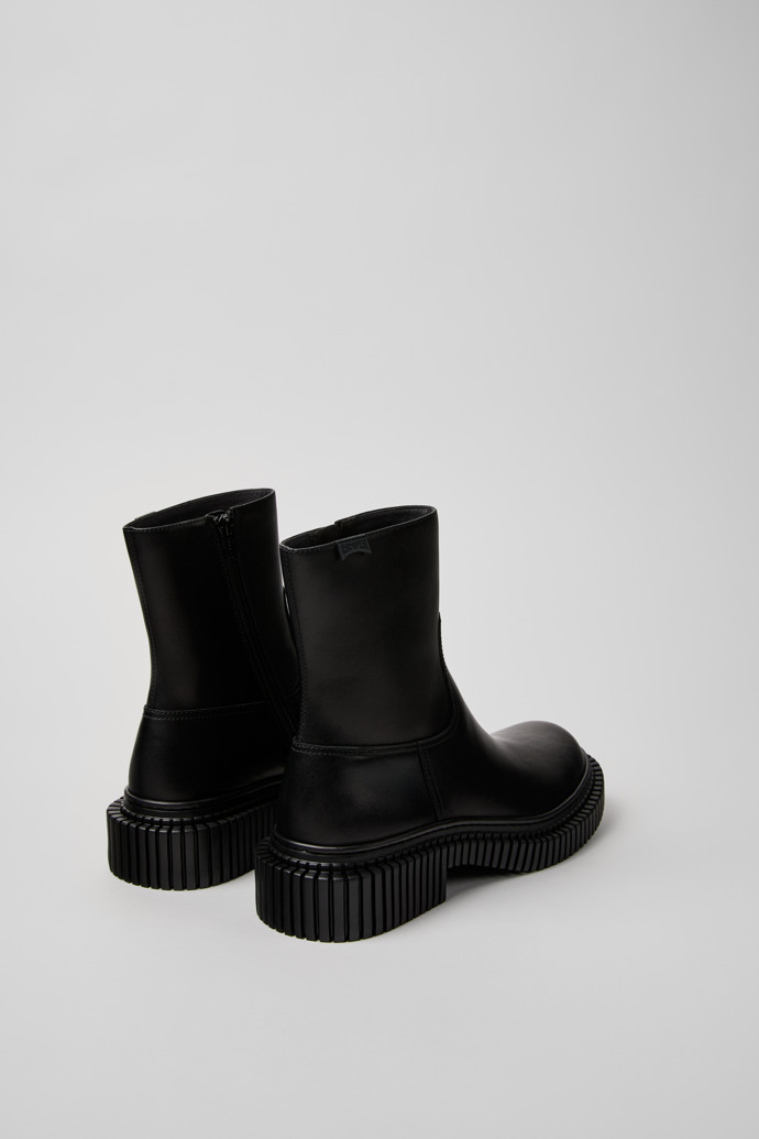 Back view of Pix Berlin Black Leather Mid Boots for Men.