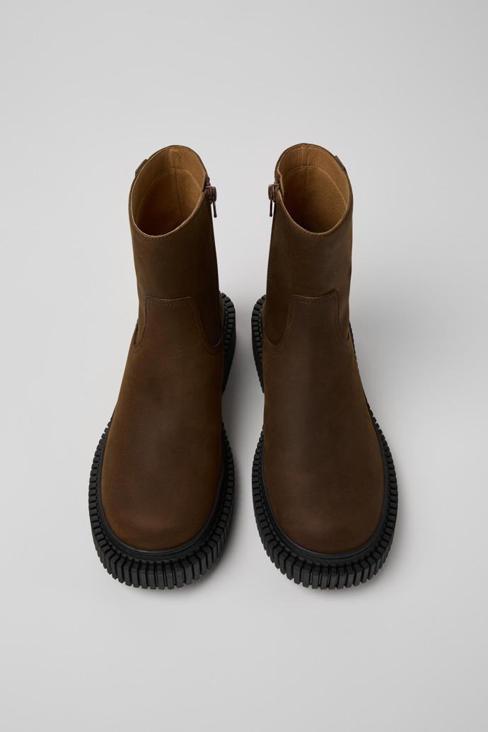 Pix Berlin Botas de media caña marrones de nobuk para hombre.