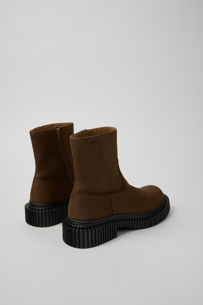 Pix Berlin Botas de media caña marrones de nobuk para hombre.