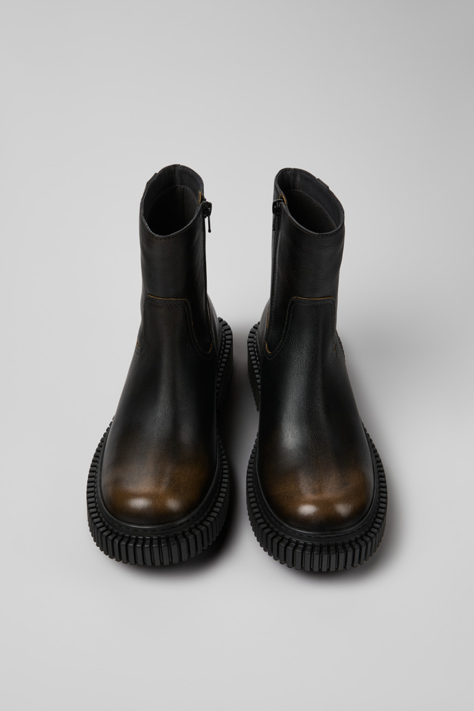 Pix Berlin Schwarze und braune Lederstiefeletten für Herren mit EVA-Laufsohlen.