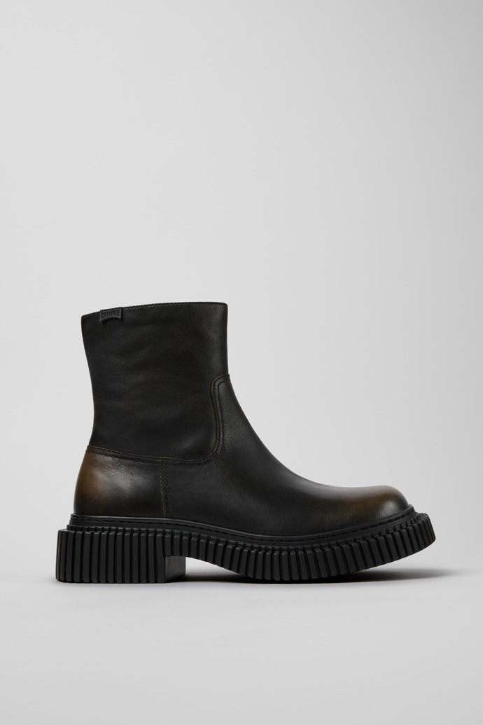 Pix Berlin Schwarze und braune Lederstiefeletten für Herren mit EVA-Laufsohlen.