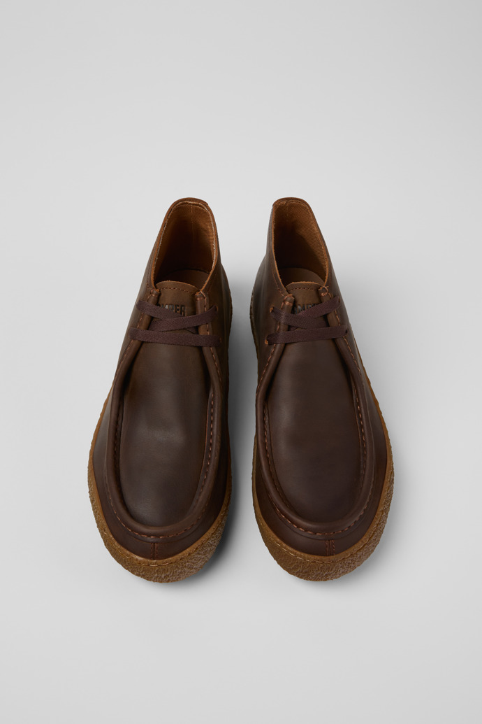 Overhead view of Peu Terreno Brown Nubuck Ankle Boots for Men.