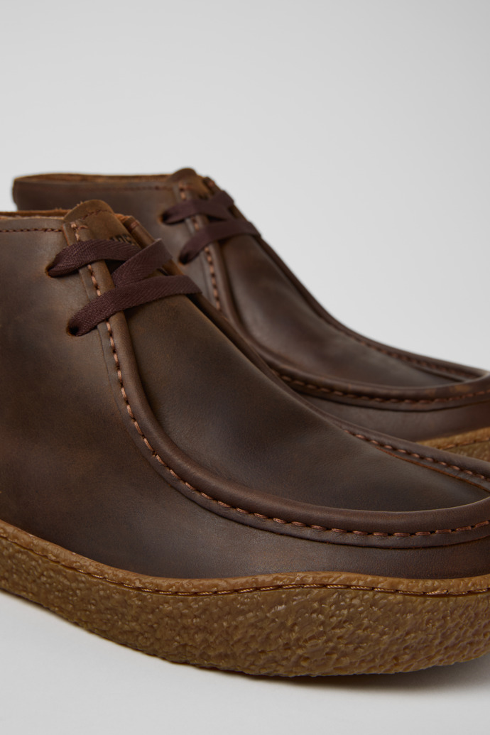 Close-up view of Peu Terreno Brown Nubuck Ankle Boots for Men.