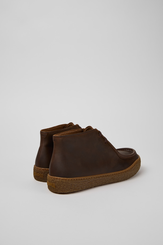Back view of Peu Terreno Brown Nubuck Ankle Boots for Men.