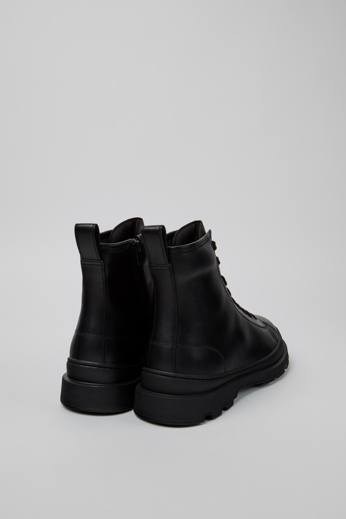 Back view of Brutus+ Black Leather Mid Boots for Men.