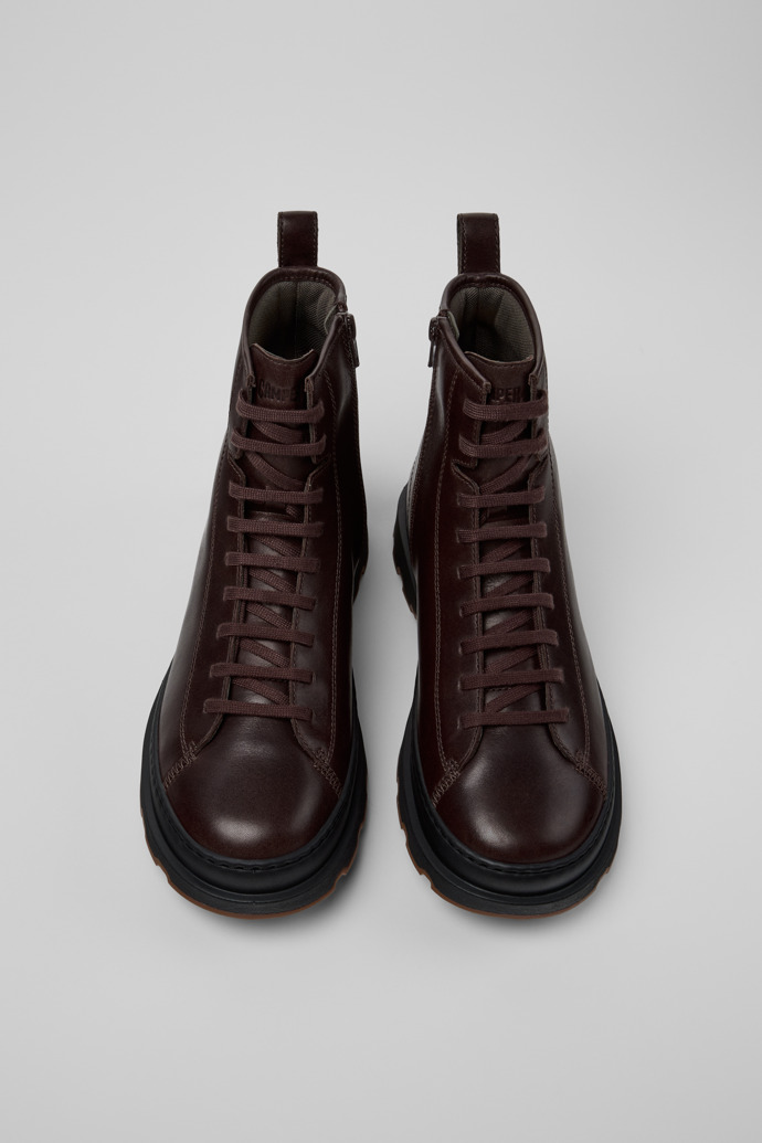 Overhead view of Brutus+ Brown Leather Mid Boots for Men.