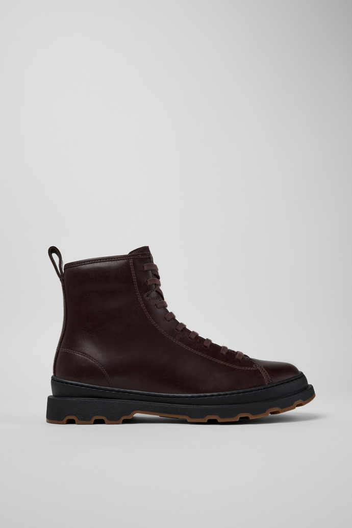Side view of Brutus+ Brown Leather Mid Boots for Men.