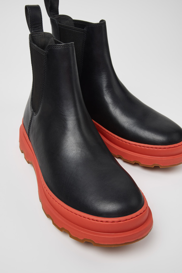 Close-up view of Brutus+ Brown Leather Ankle Boots for Men.