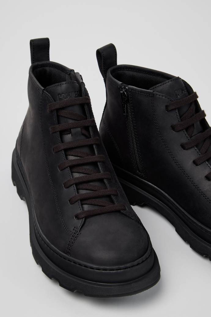 Close-up view of Brutus+ Black Nubuck Ankle Boots for Men.