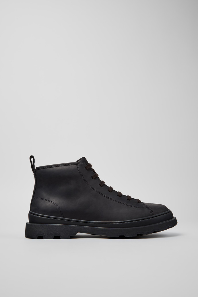 Side view of Brutus+ Black Nubuck Ankle Boots for Men.