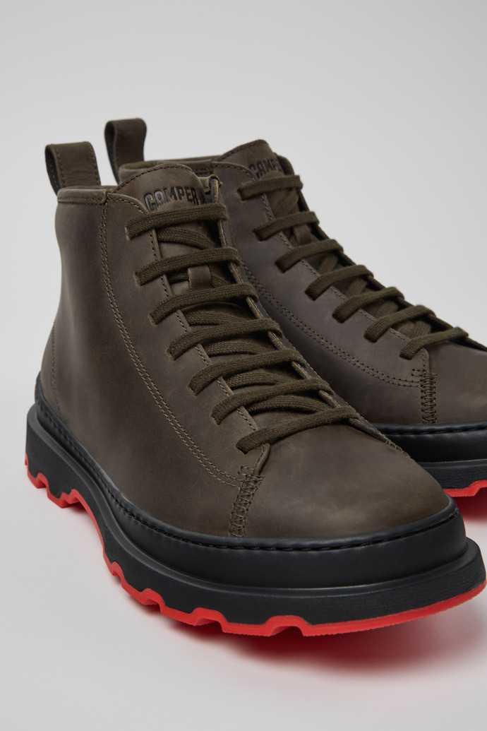 Close-up view of Brutus+ Green Nubuck Ankle Boots for Men.