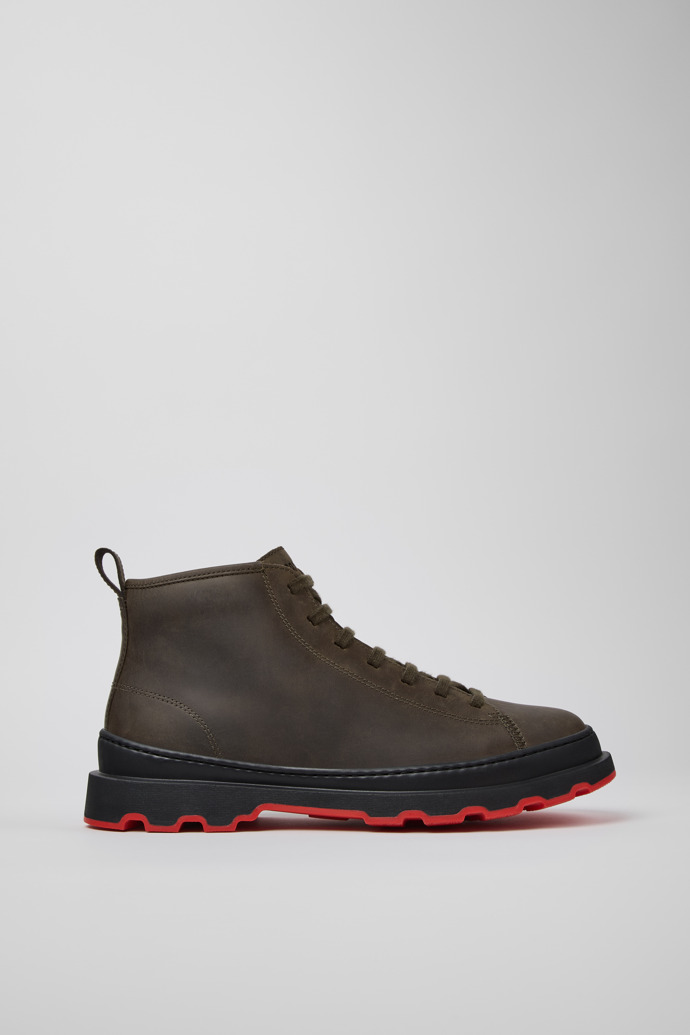 Side view of Brutus+ Green Nubuck Ankle Boots for Men.