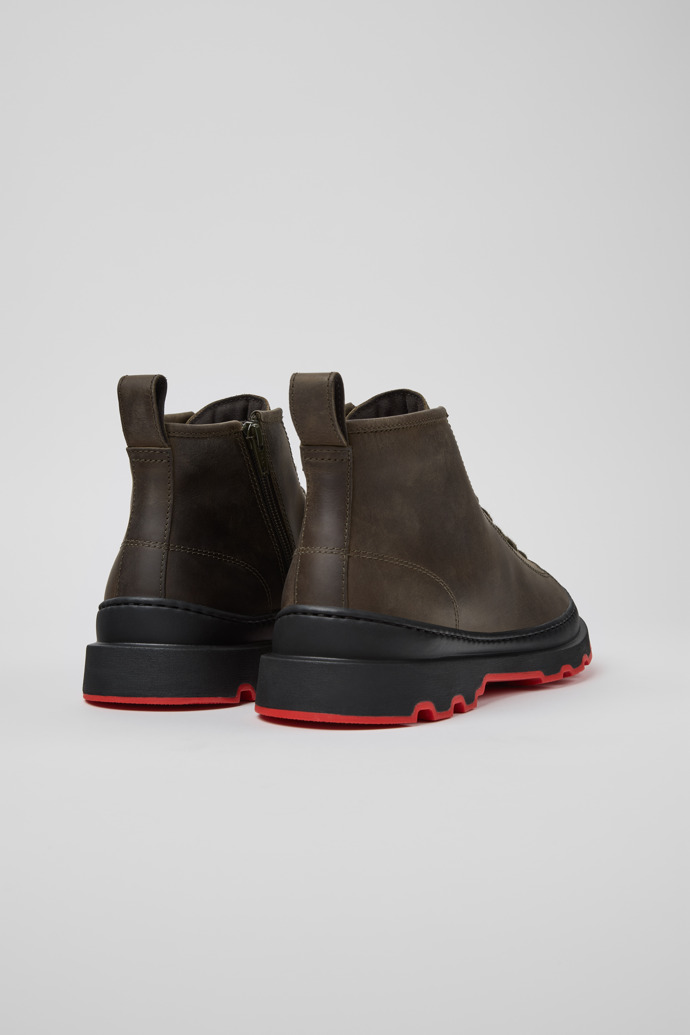 Back view of Brutus+ Green Nubuck Ankle Boots for Men.