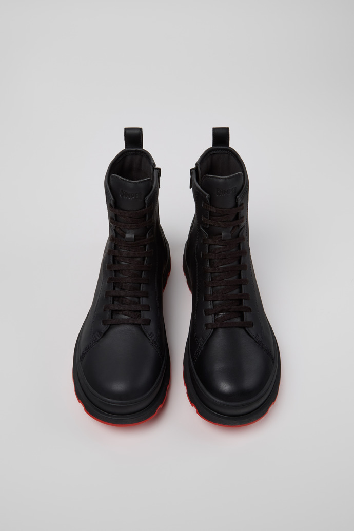 Overhead view of Brutus+ HYDROSHIELD Black Leather Mid Boots for Men.