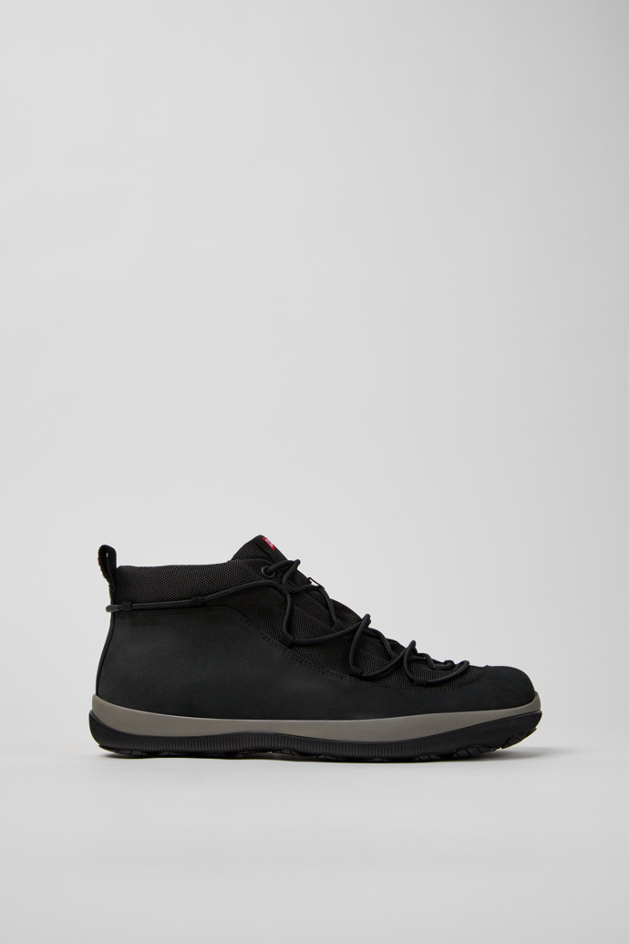 Side view of Peu Pista GM Black Textile and Nubuck Mid Boots for Men.