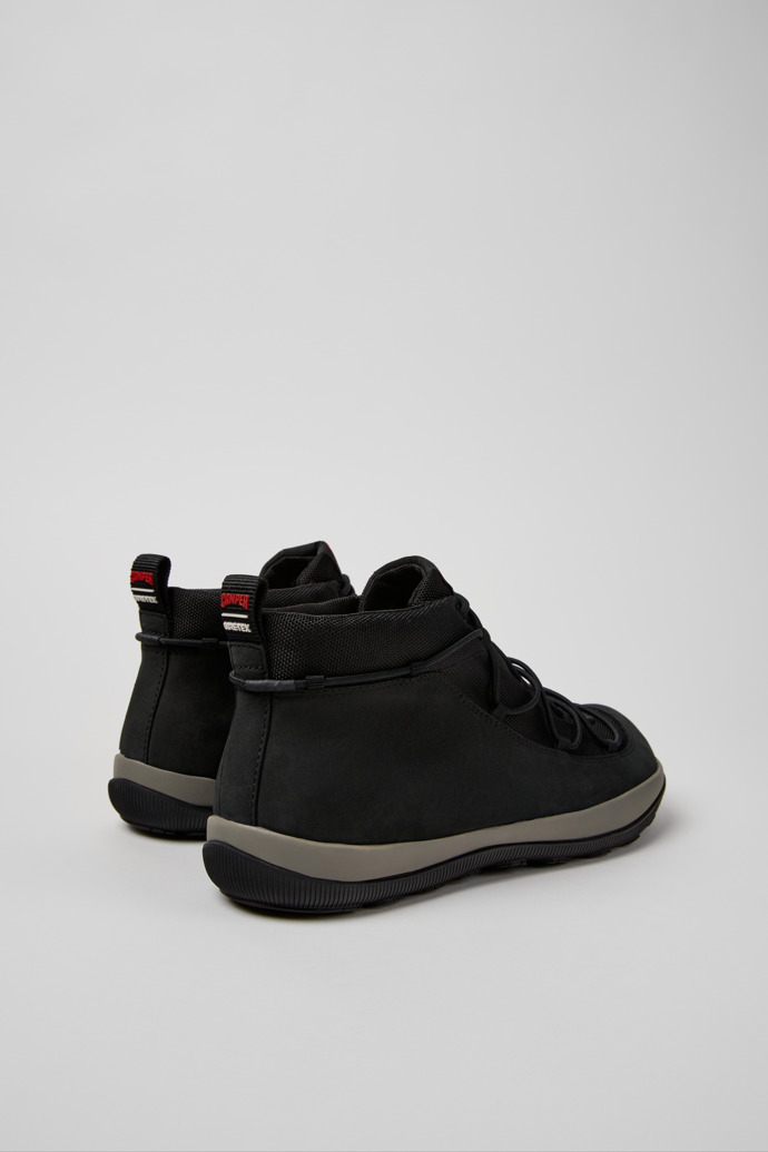 Back view of Peu Pista GM Black Textile and Nubuck Mid Boots for Men.
