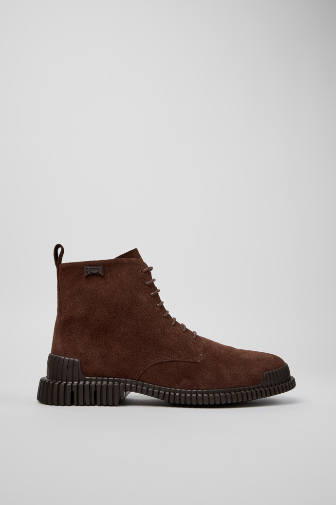Side view of Pix Brown Suede Leather Ankle Boots for Men.