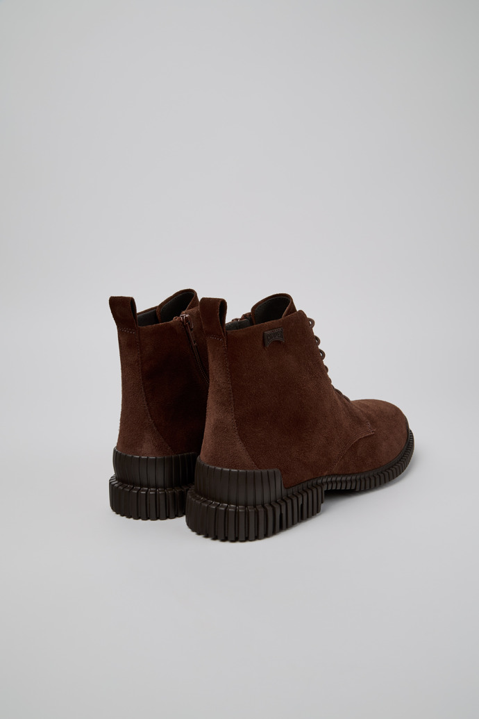 Back view of Pix Brown Suede Leather Ankle Boots for Men.