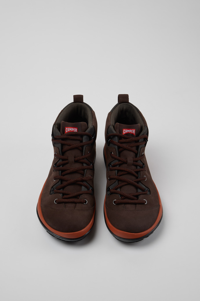 Overhead view of Peu Pista GM Brown Nubuck Ankle Boots for Men.