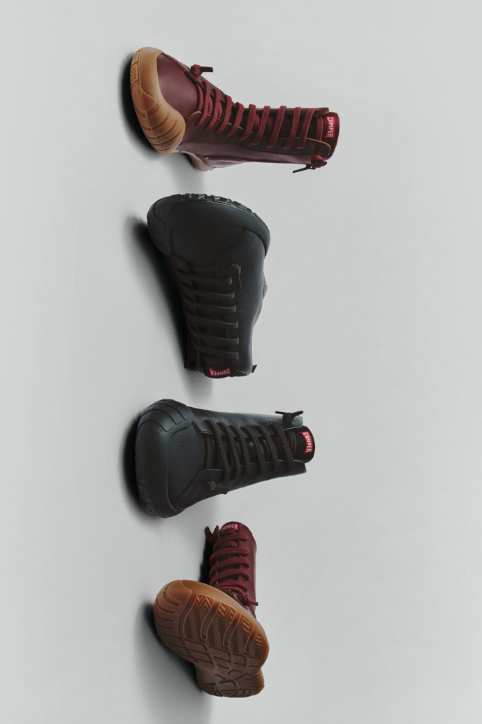 Front view of Peu Path+ Black Leather Ankle Boots for Men.