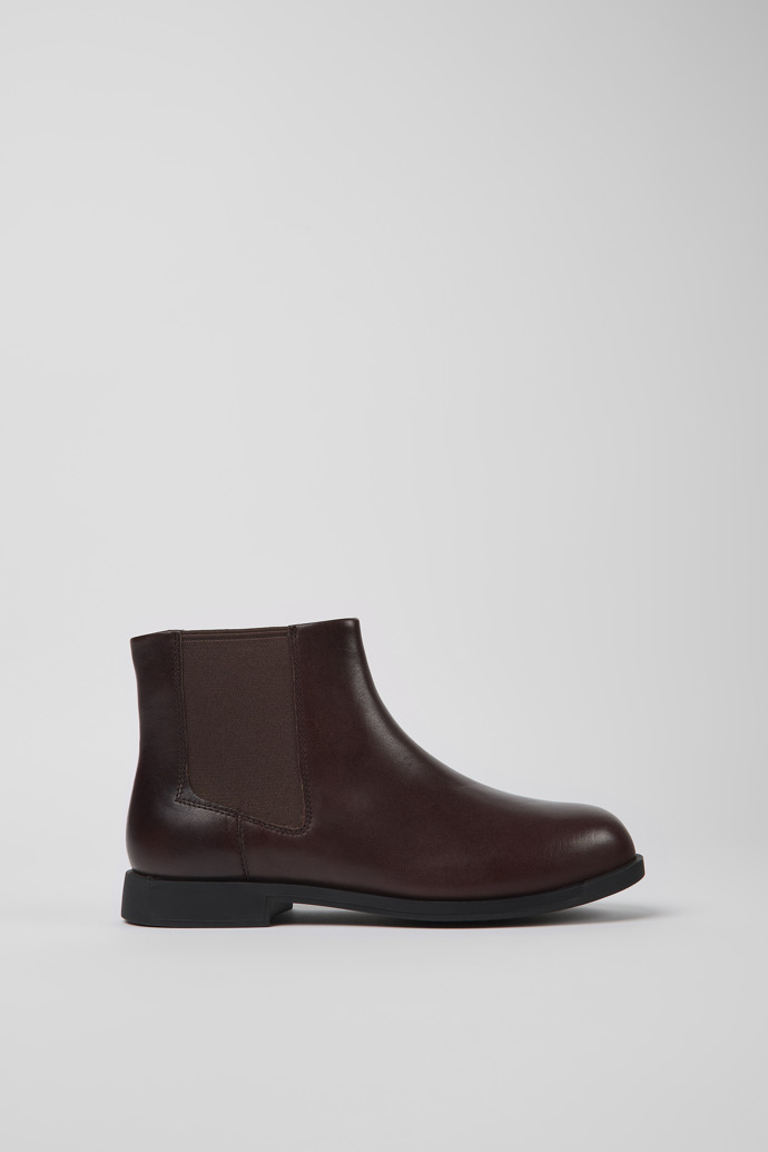 Side view of Bowie Brown leather ankle boots for women