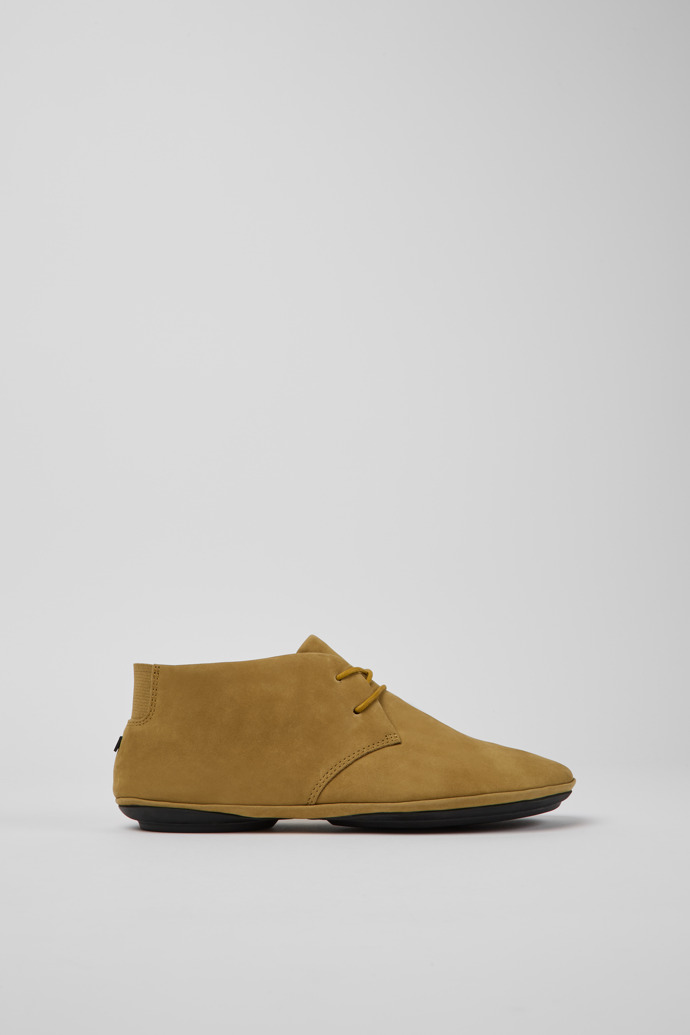 Side view of Right Brown nubuck desert boots for women