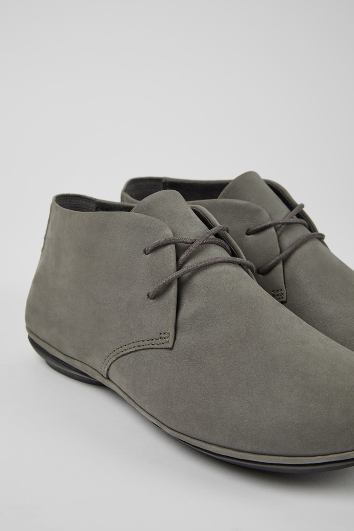 Close-up view of Right Gray nubuck shoes for women