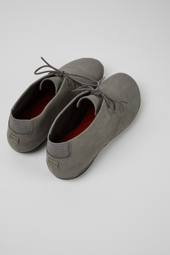 Back view of Right Gray nubuck shoes for women