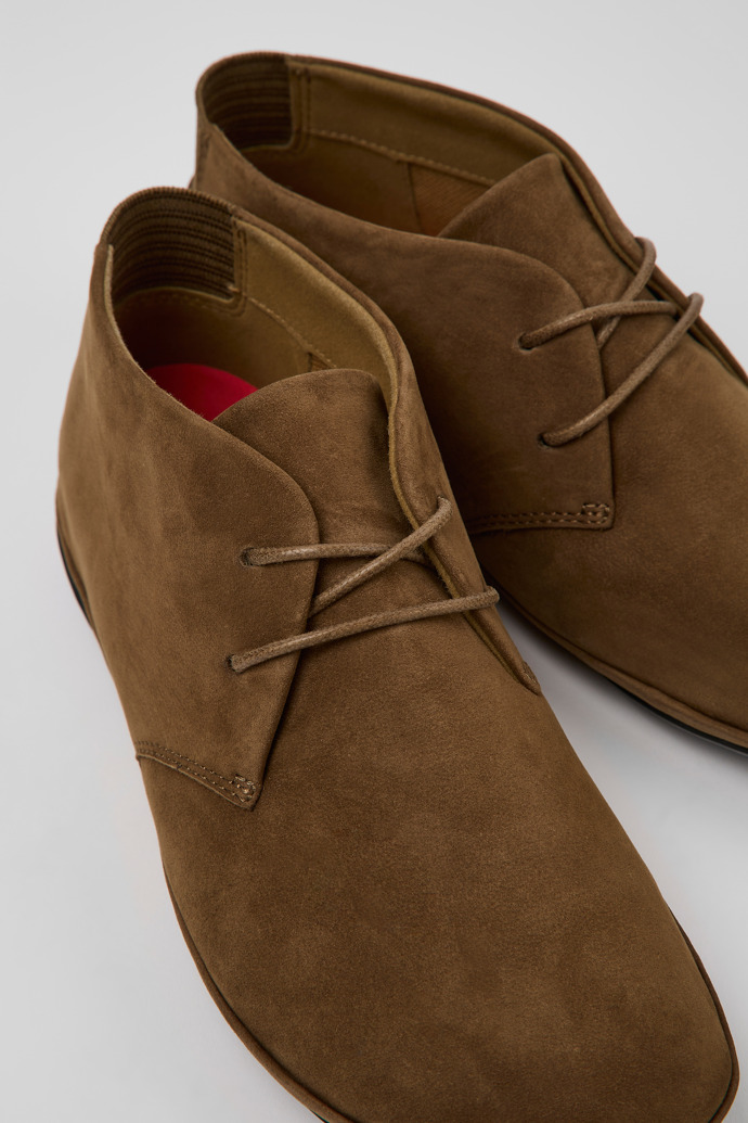 Close-up view of Right Brown nubuck shoes for women