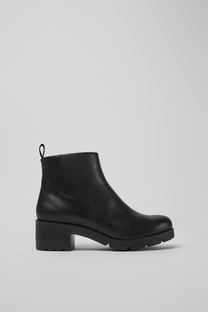 Side view of Wanda Black zip ankle boot for women