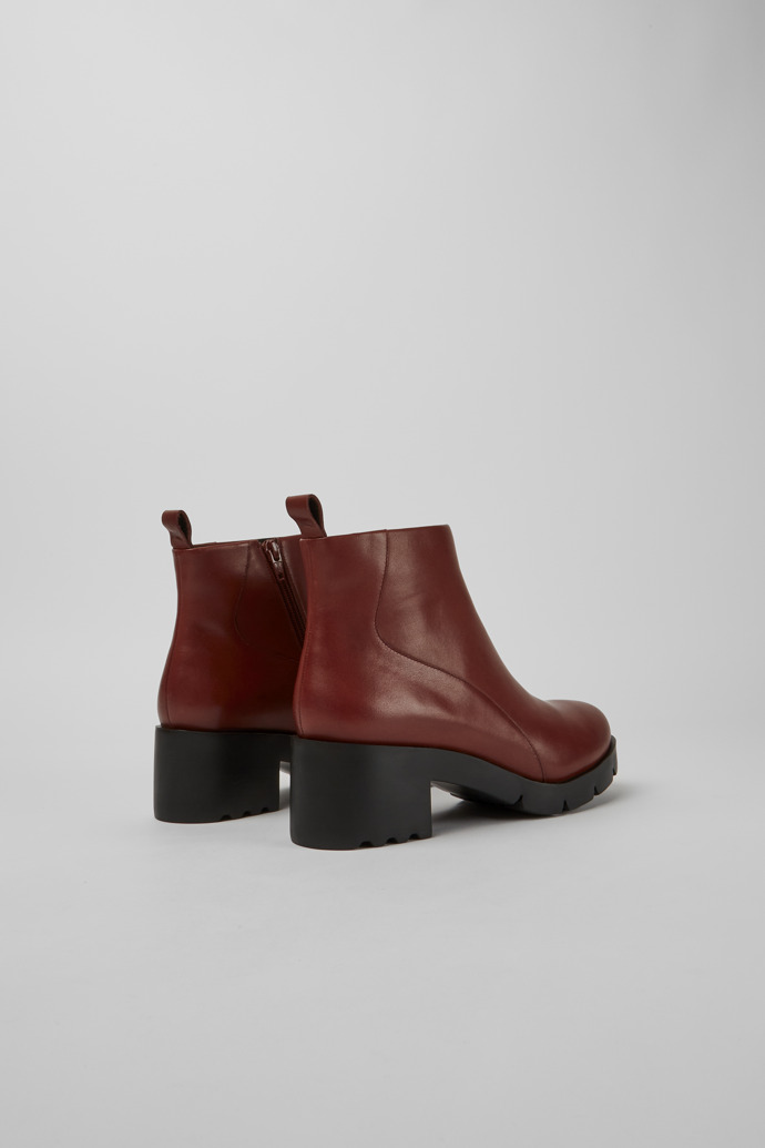 Back view of Wanda Red-brown zip ankle boot for women