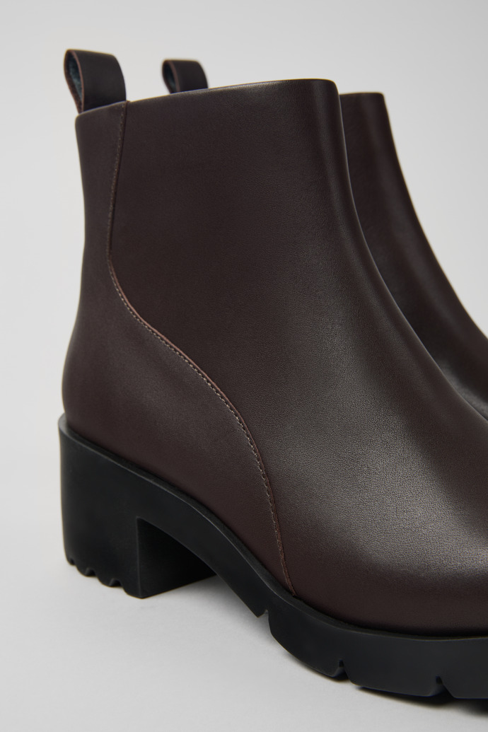 Close-up view of Wanda Brown Leather Boots for Women
