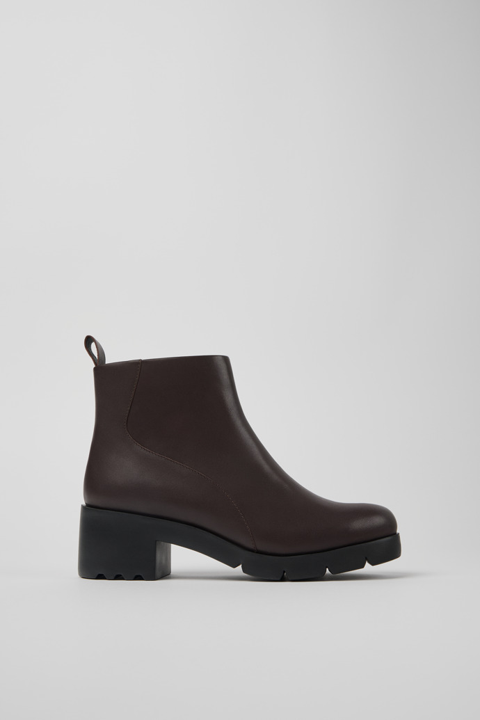 Side view of Wanda Brown Leather Boots for Women