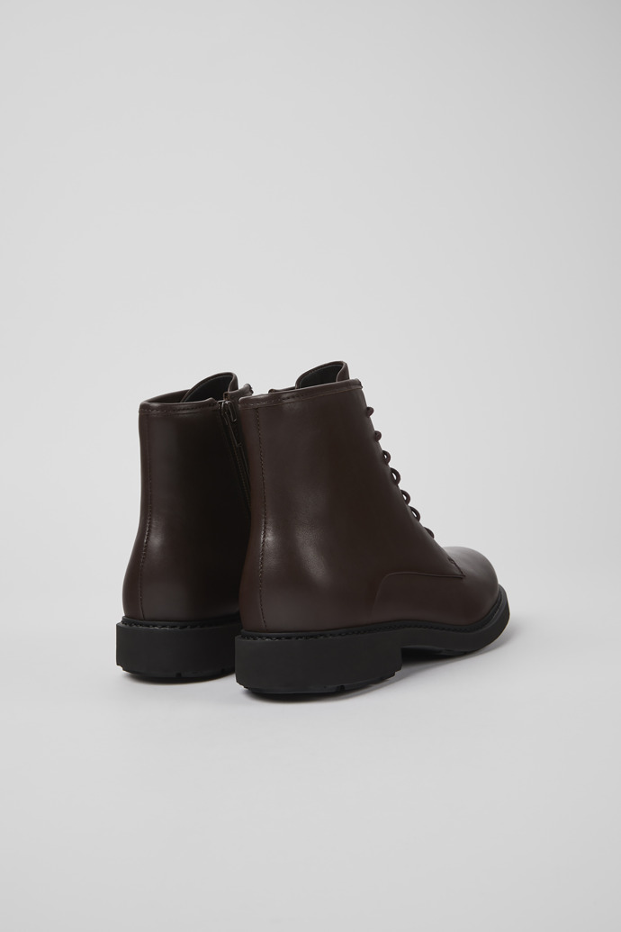 Back view of Neuman Brown leather ankle boots for women