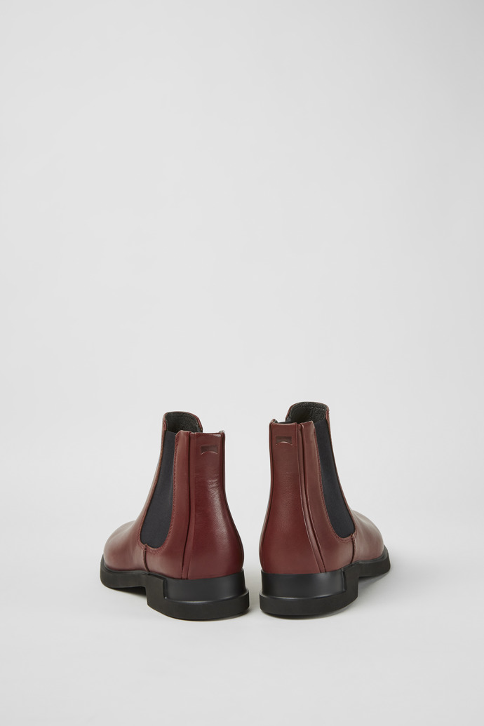 Back view of Iman Burgundy leather ankle boots