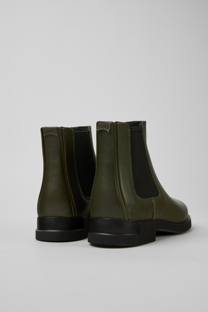 Back view of Iman Dark green leather Chelsea boots for women