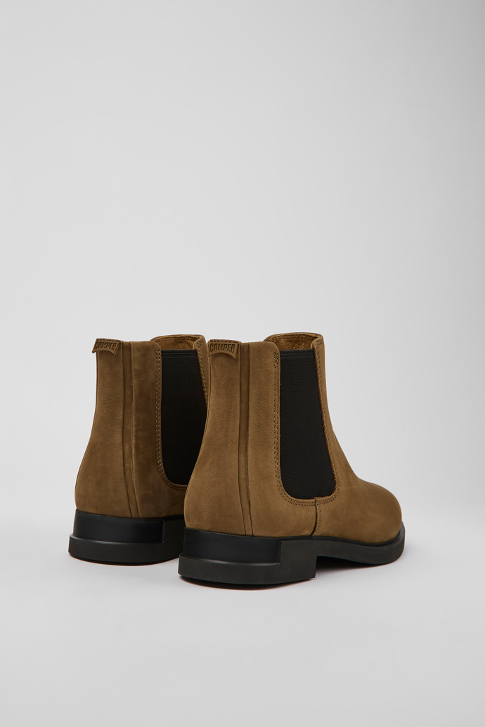 Back view of Iman Brown nubuck Chelsea boots for women