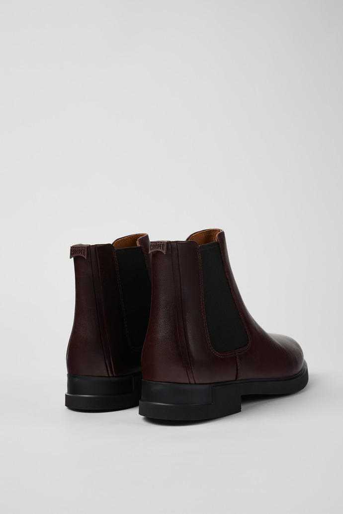 Back view of Iman Burgundy leather Chelsea boots for women
