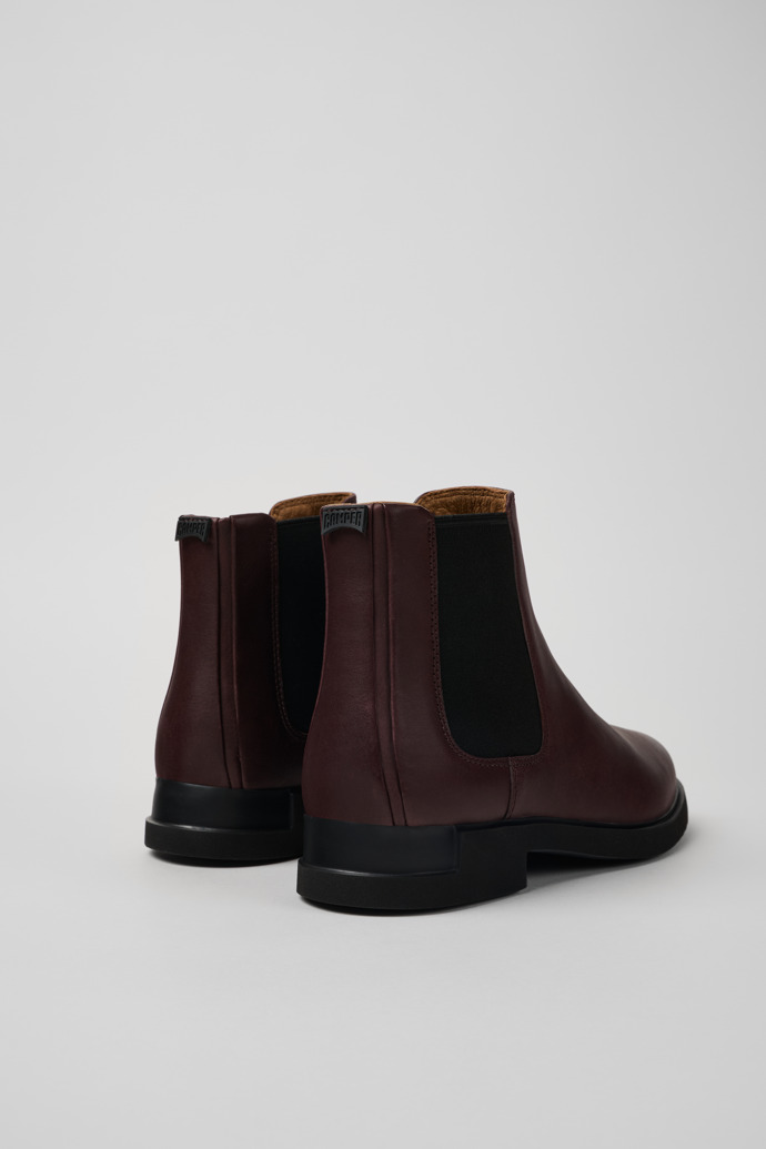 Back view of Iman Burgundy leather chelsea boots for women