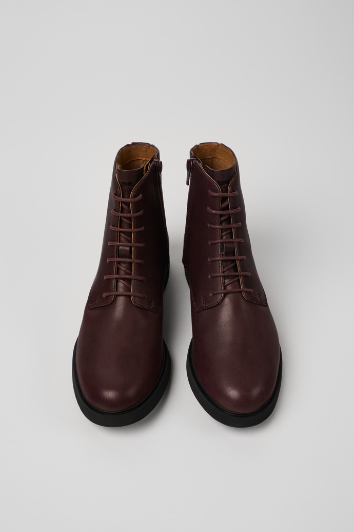 Iman Bottines à lacets en cuir bordeaux pour femme