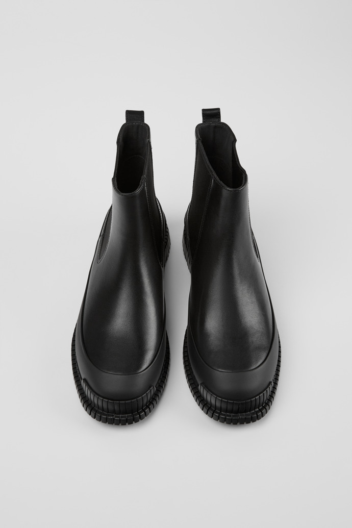 Overhead view of Pix Black Leather Chelsea Boot for Women