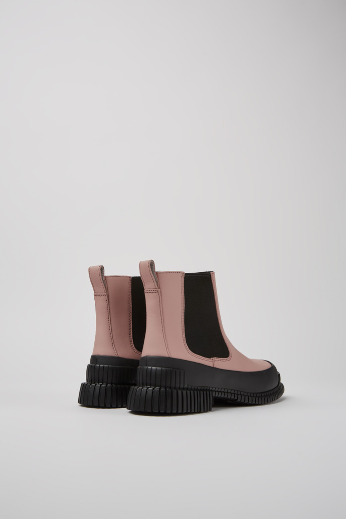 Back view of Pix Pink and black leather Chelsea boots for women