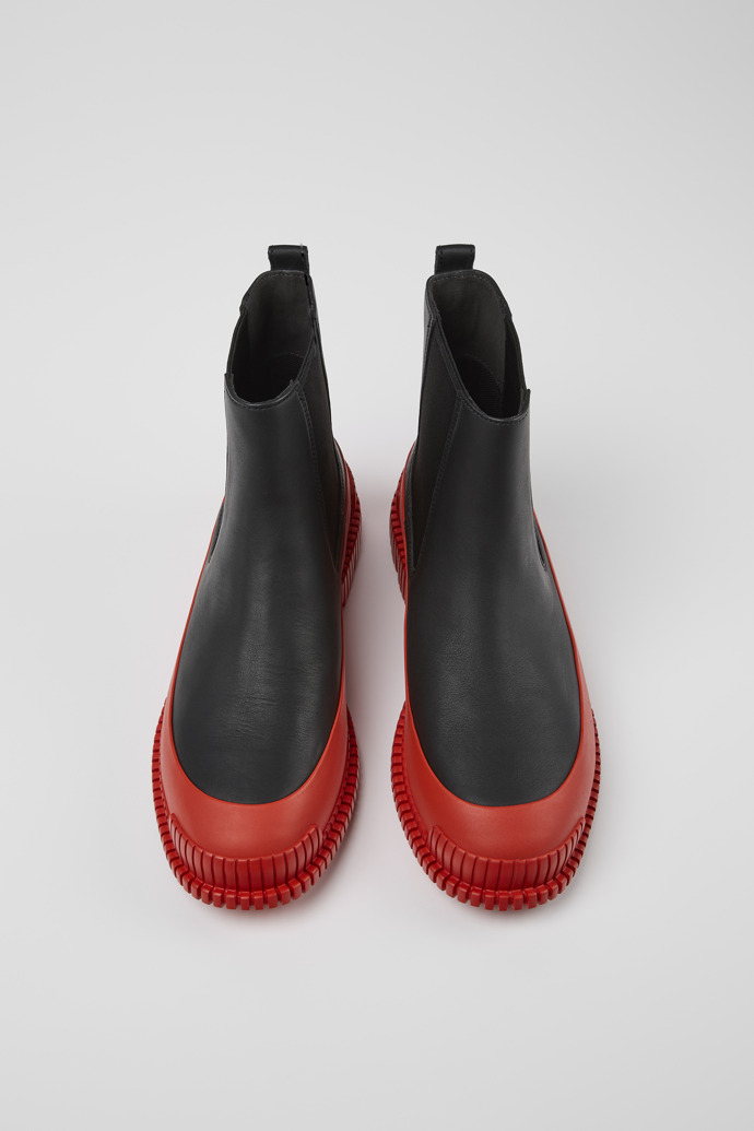 Pix Bottes Chelsea en cuir rouge et noir pour femme