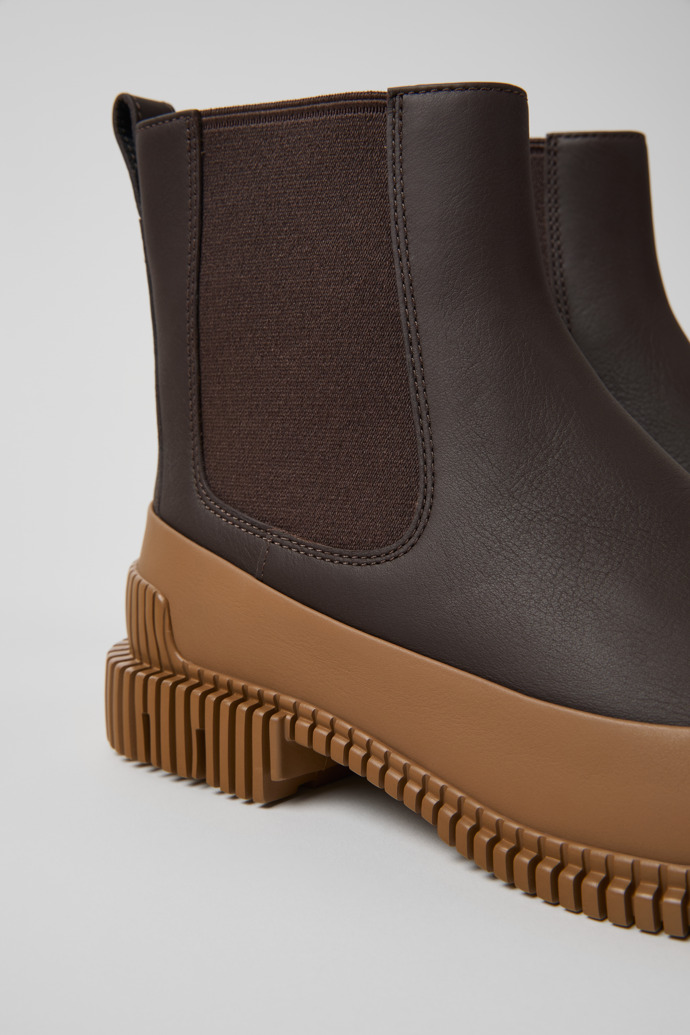 Close-up view of Pix Brown Leather Chelsea Boot for Women