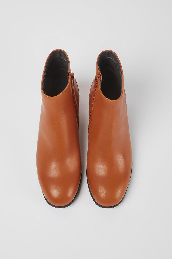 Overhead view of Katie Light brown leather ankle boots